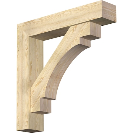 Ekena Millwork Merced Block Rough Sawn Bracket w/ Offset Brace, Douglas Fir, 8"W x 40"D x 40"H BKT0806X40X40MRC05RDF